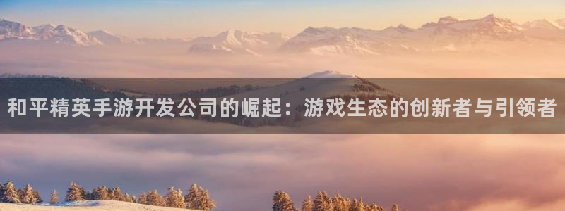 恩佐娱乐平台正规吗可靠吗：和平精英手游开发公司的崛起：游戏生